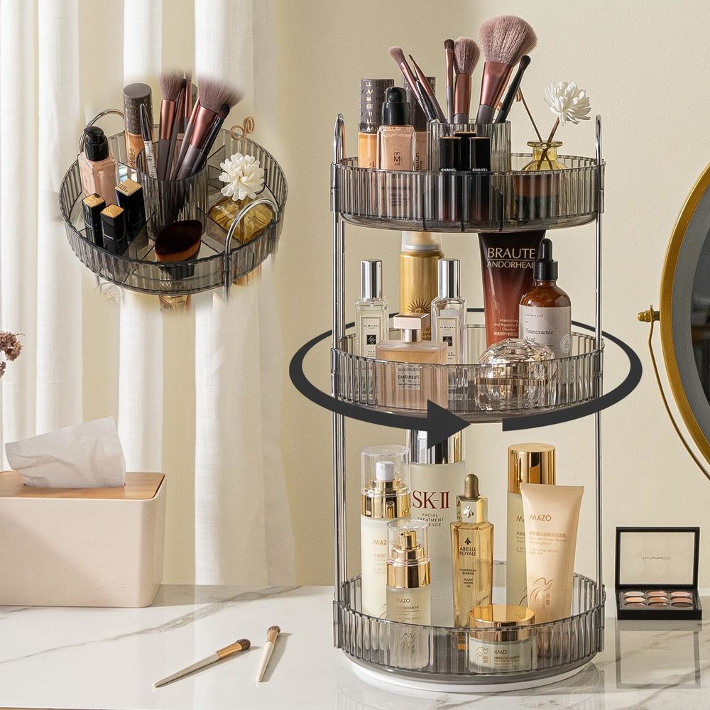 Rotating Makeup Organizer For Vanity, High-capacity Skincare Clear Make Up⚡️